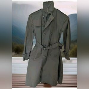 1980 USA Rain/Trench Coat Army Green Style: 38R Mens Classic Vintage
